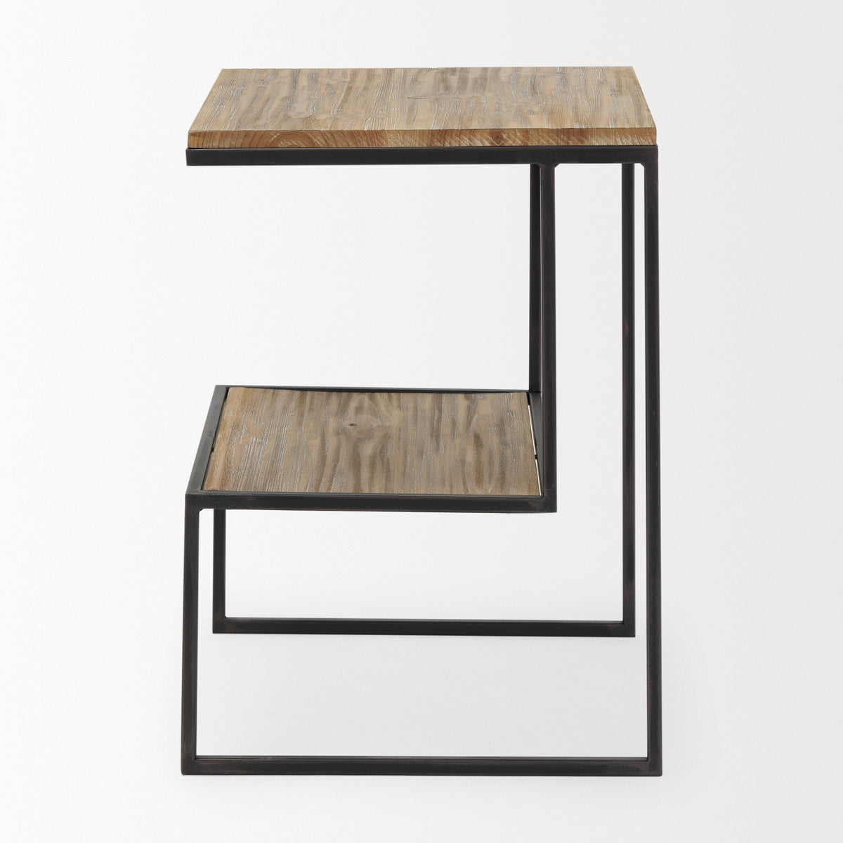 Ronin Black Square 2-Tier Wood Metal Accent Table - Ornate Home