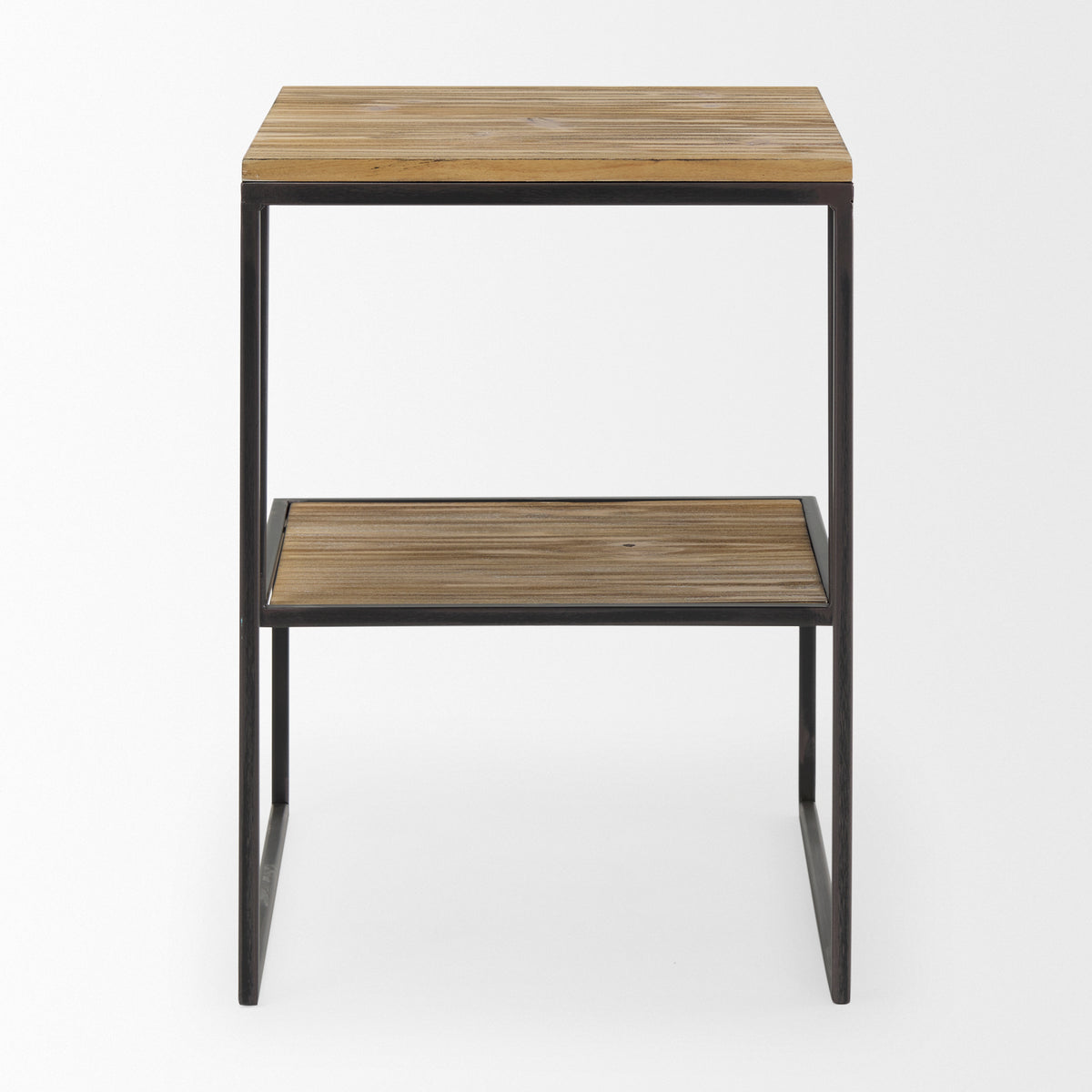 Ronin Black Square 2-Tier Wood Metal Accent Table - Ornate Home