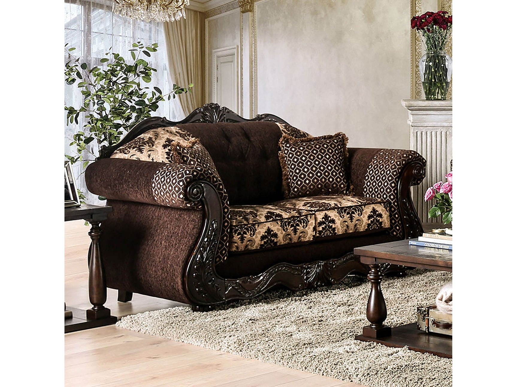 Ronja Dark Brown Loveseat - Ornate Home