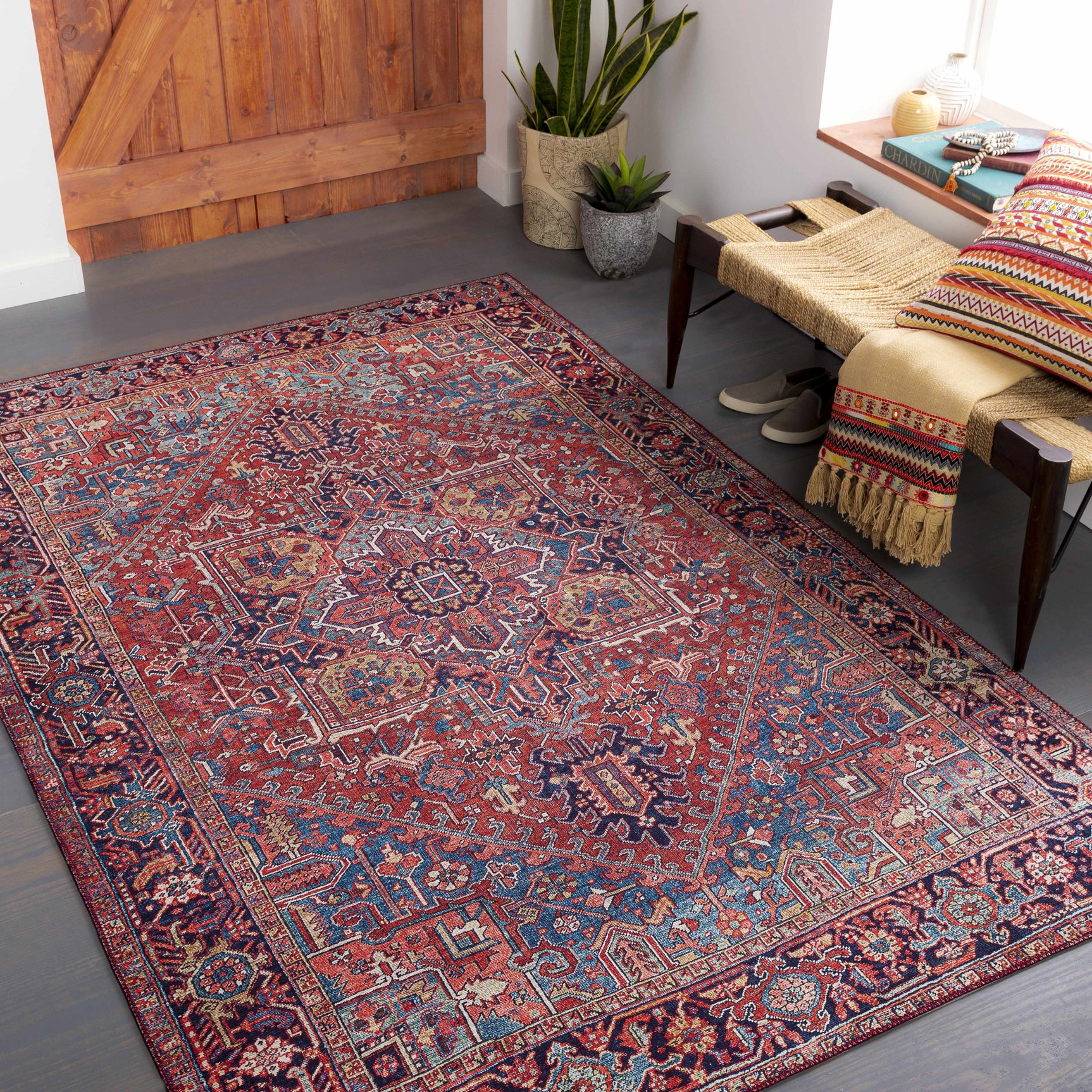 Ronneby Red Traditional Area Rug - Ornate Home