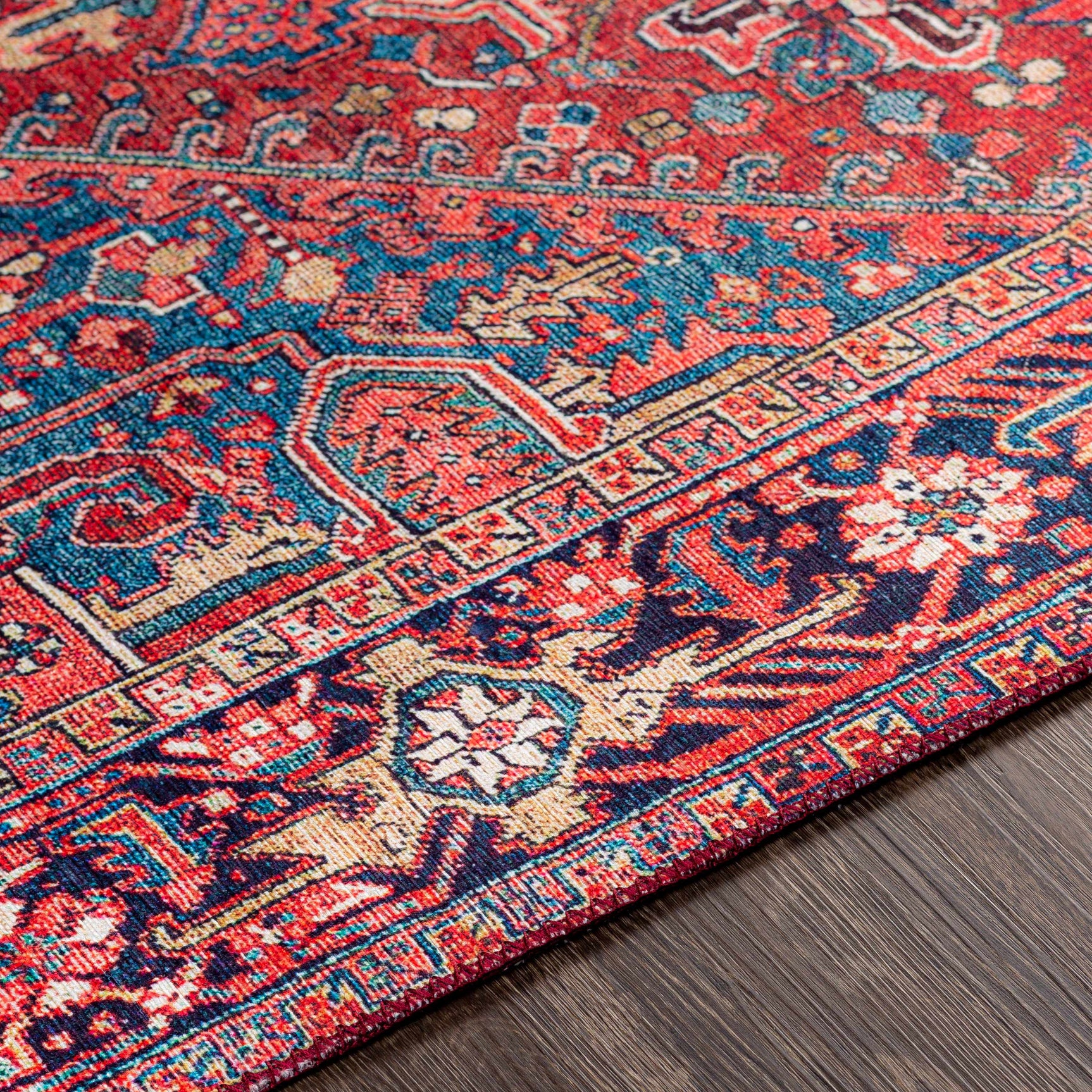 Ronneby Red Traditional Area Rug - Ornate Home