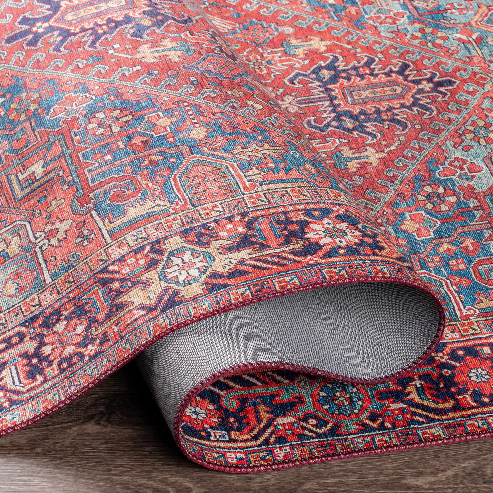 Ronneby Red Traditional Area Rug - Ornate Home