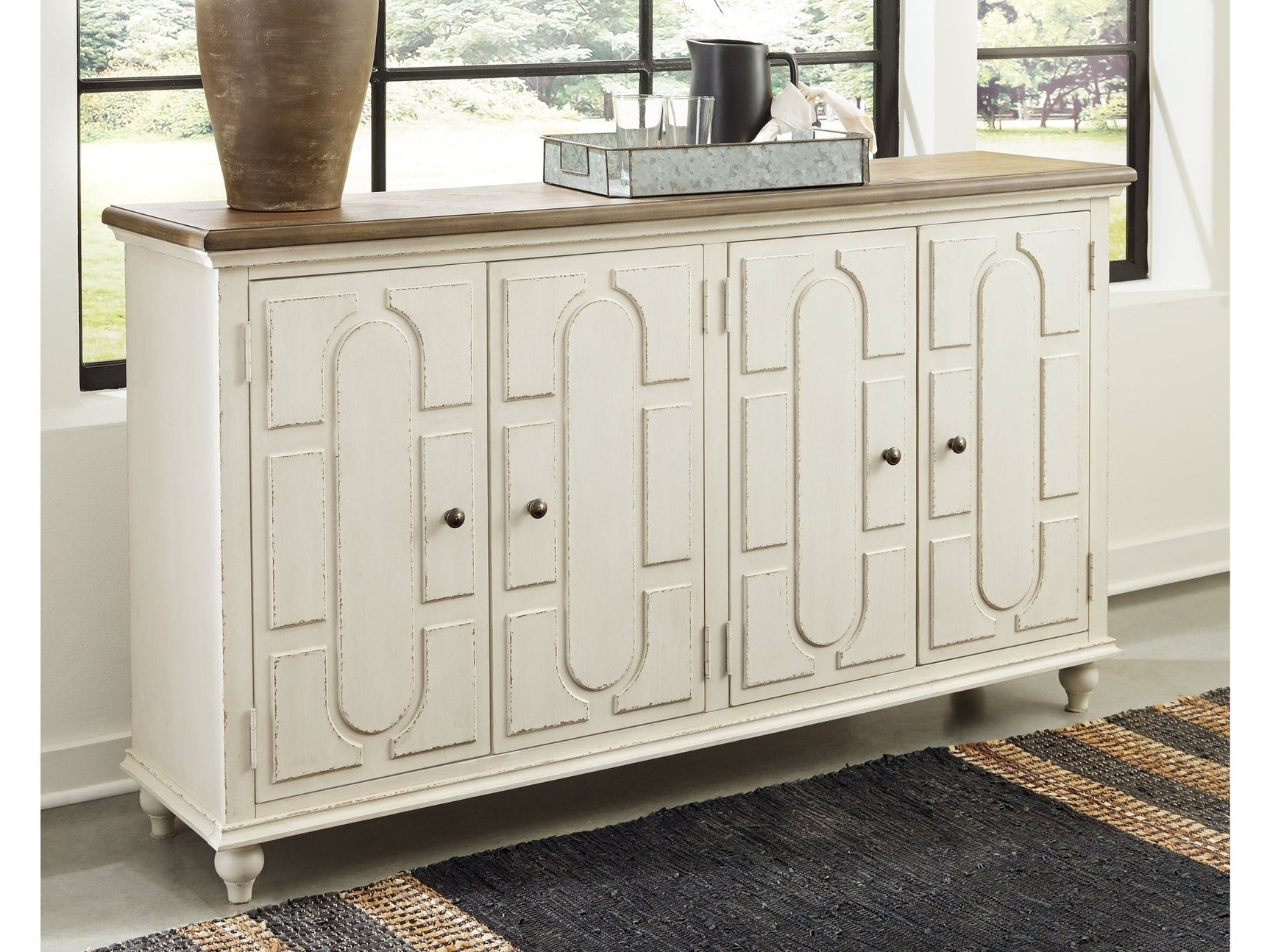 Roranville Antique White Accent Cabinet - Ornate Home