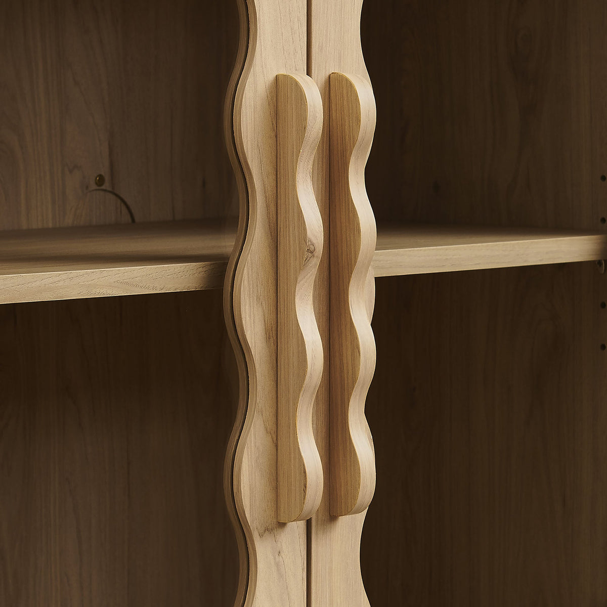 Rory Light Oak 62 Inch Four-Door Scalloped Glass Sideboard