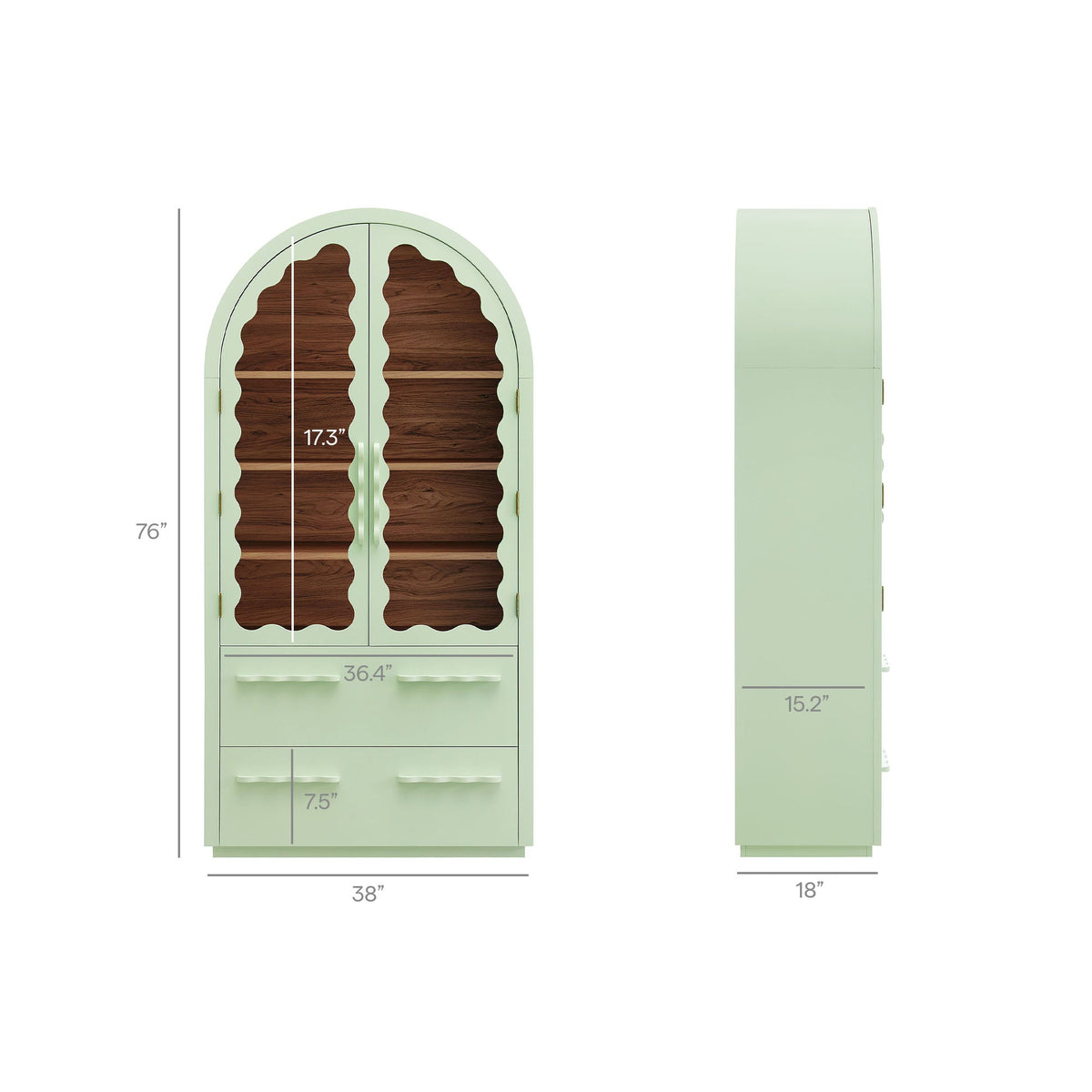Rory Sage Walnut 76 Inch Arched Display Cabinet