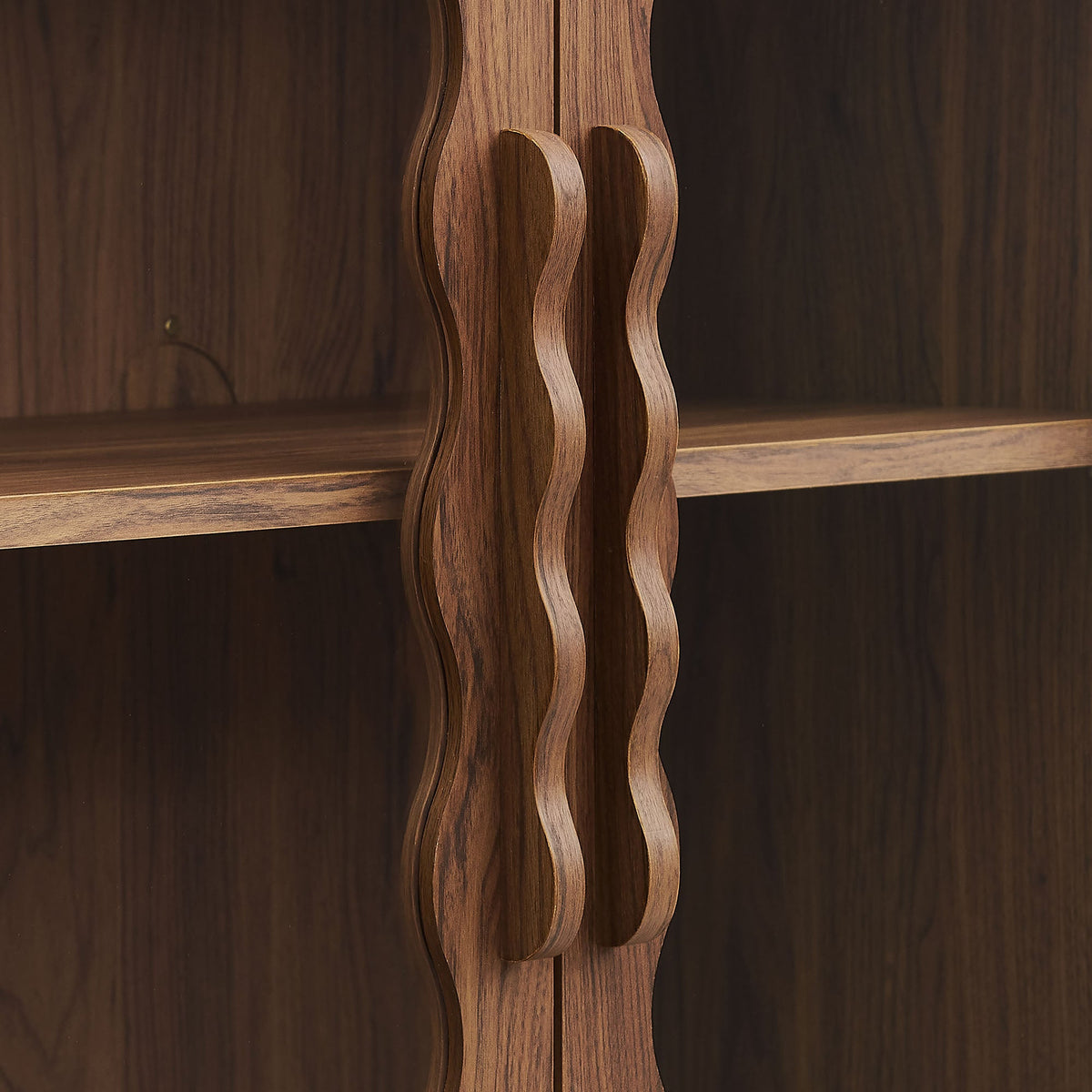 Rory Walnut 62 Inch Four-Door Scalloped Glass Sideboard