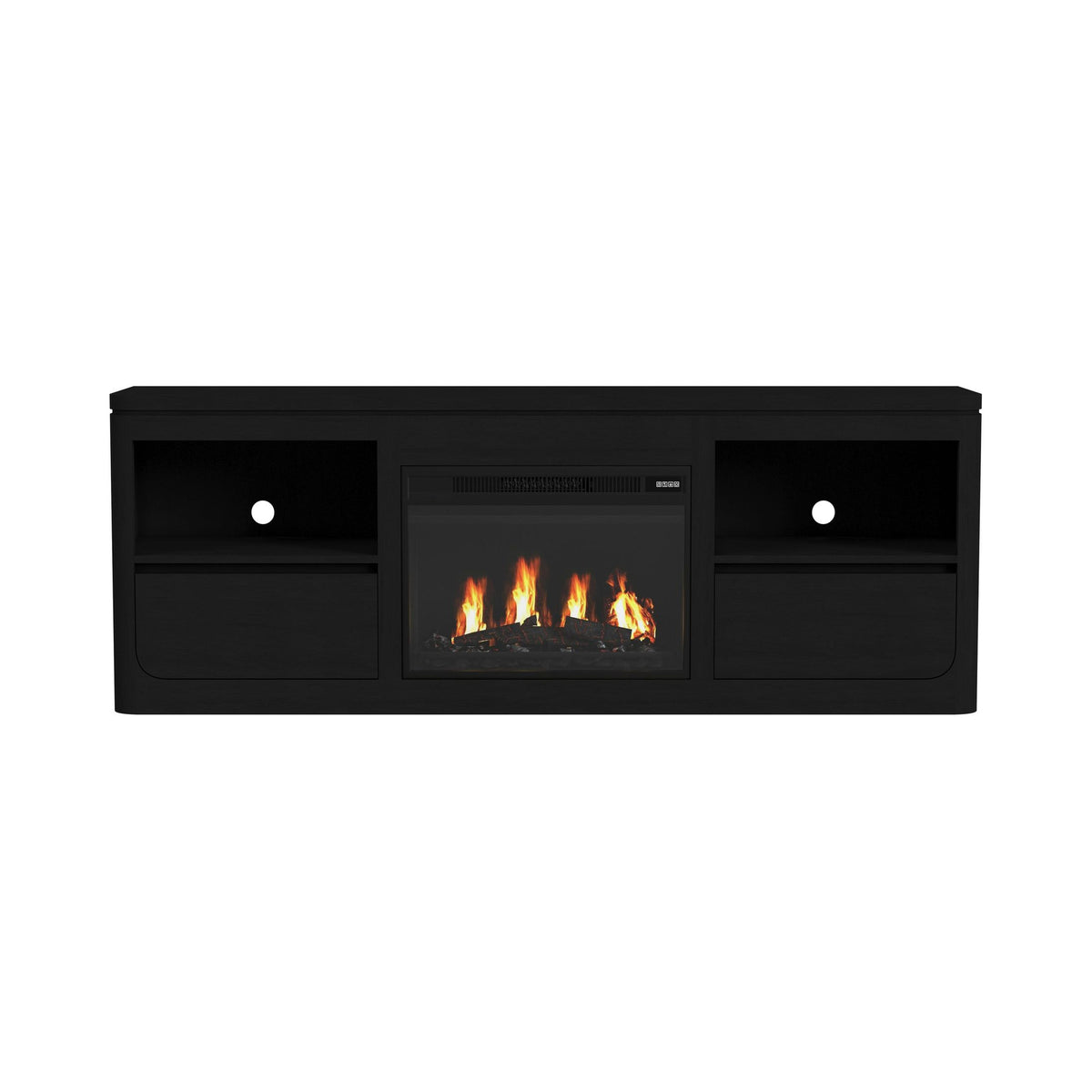 Rosalie Black 71" TV Console with Fireplace Insert - Ornate Home
