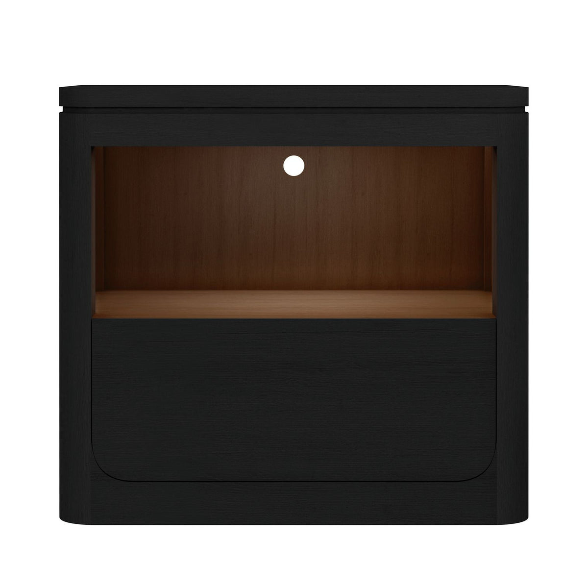 Rosalie Black Nightstand with USB and LED - Ornate Home