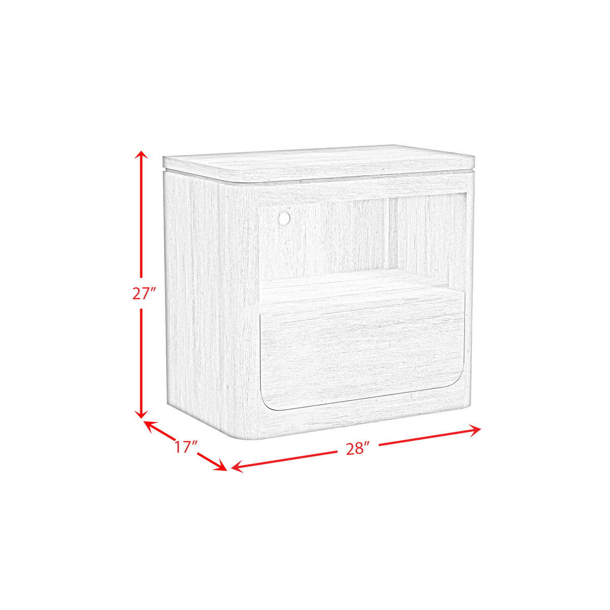 Rosalie Black Nightstand with USB and LED - Ornate Home