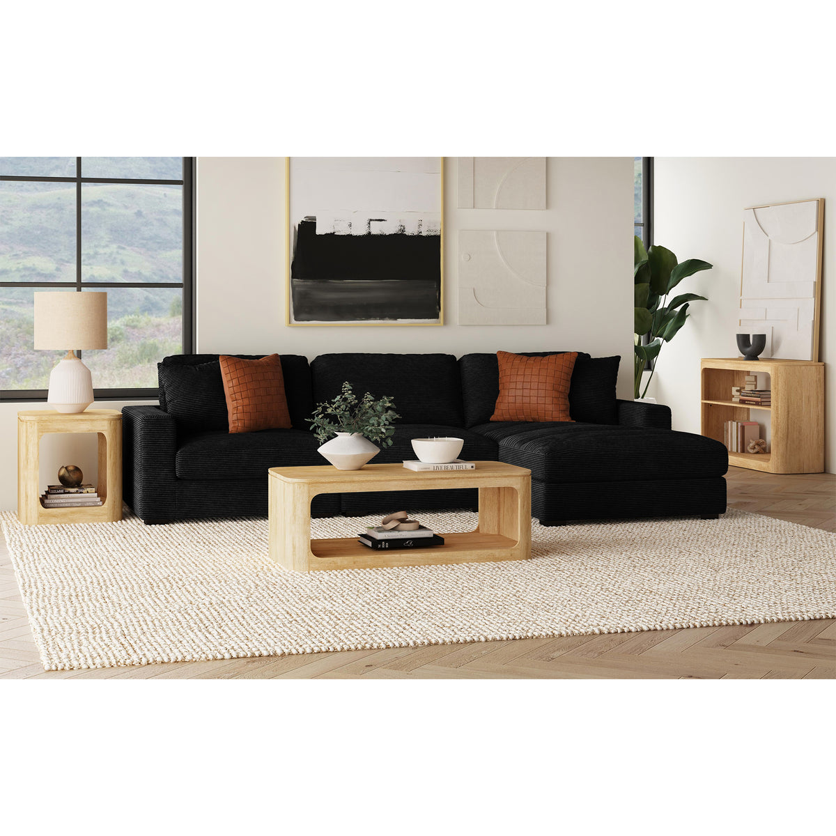 Rosalie Natural 3-Piece Occasional Table Set with Coffee Table, End Table & Sofa Table - Ornate Home