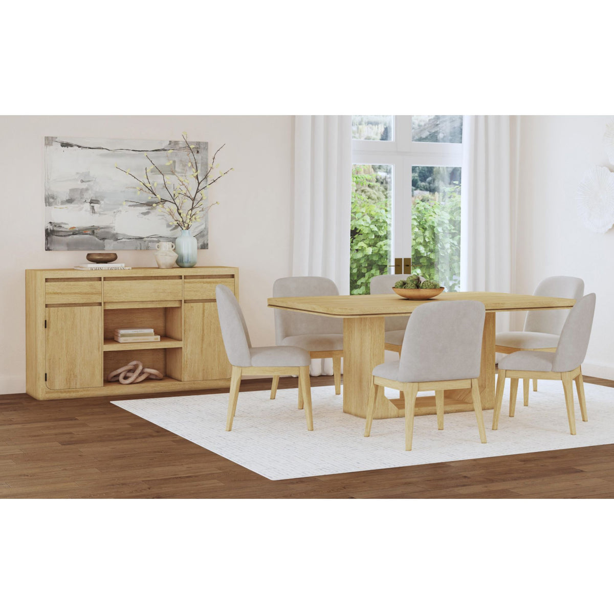 Rosalie Natural 7-Piece Standard Height Dining Set - Ornate Home