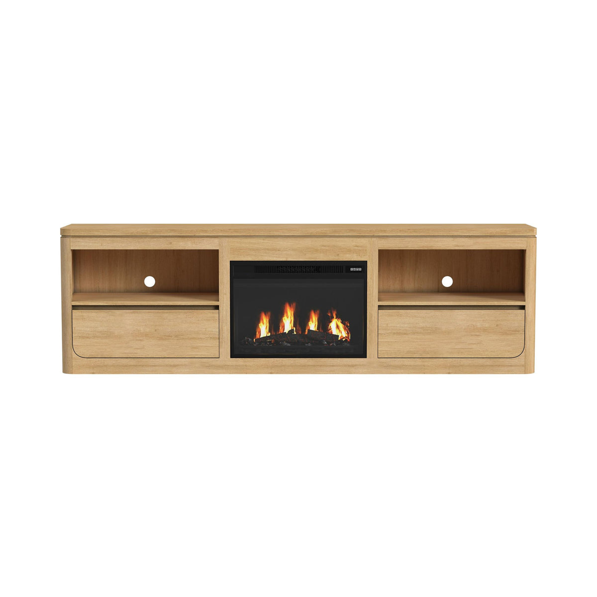 Rosalie Natural 82" TV Console with Fireplace Insert - Ornate Home