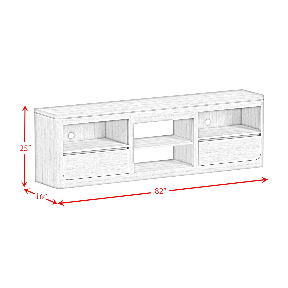 Rosalie Natural 82" TV Console without Fireplace Insert - Ornate Home