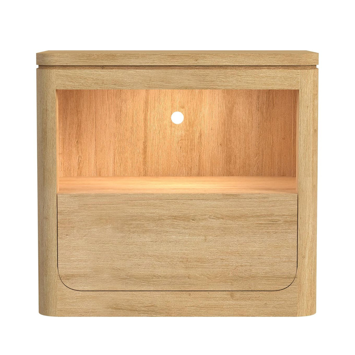 Rosalie Natural Nightstand with USB & LED - Ornate Home