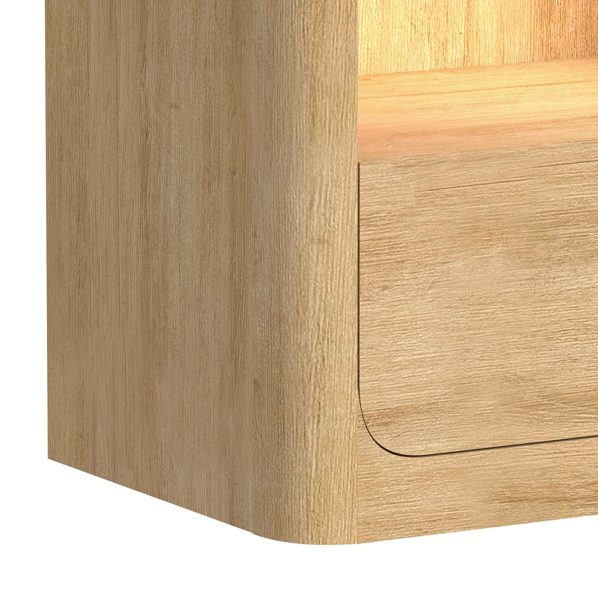 Rosalie Natural Nightstand with USB & LED - Ornate Home