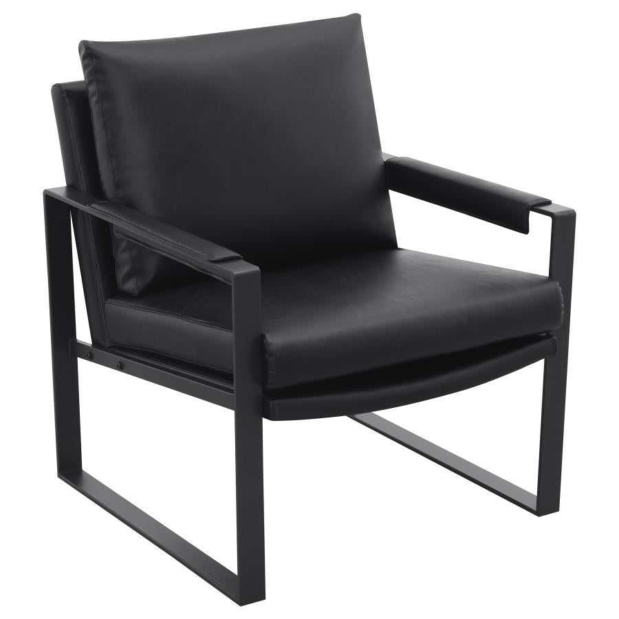 Rosalind Black & Gunmetal Track Arms Accent Chair - Ornate Home