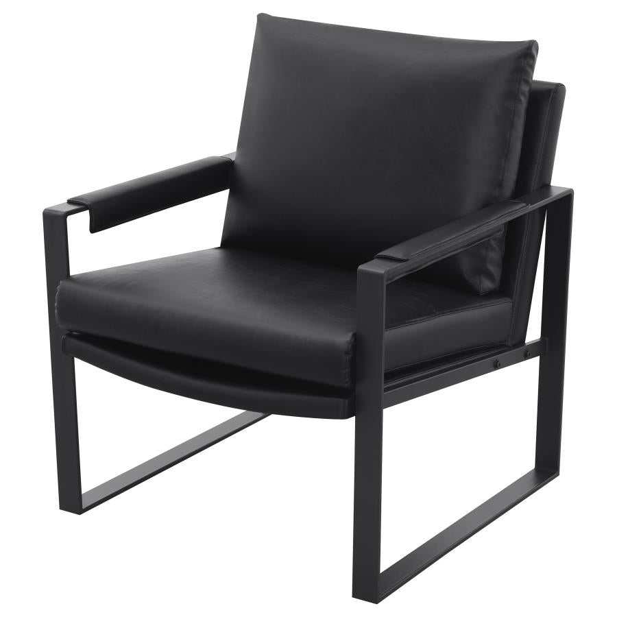 Rosalind Black & Gunmetal Track Arms Accent Chair - Ornate Home