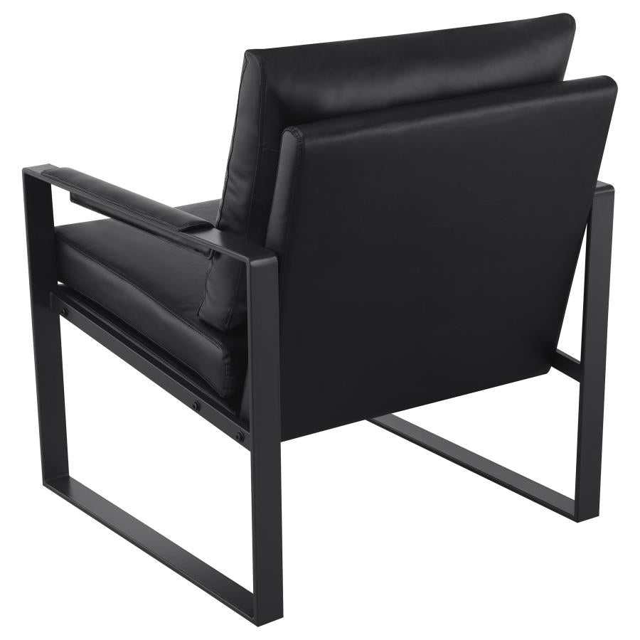 Rosalind Black & Gunmetal Track Arms Accent Chair - Ornate Home