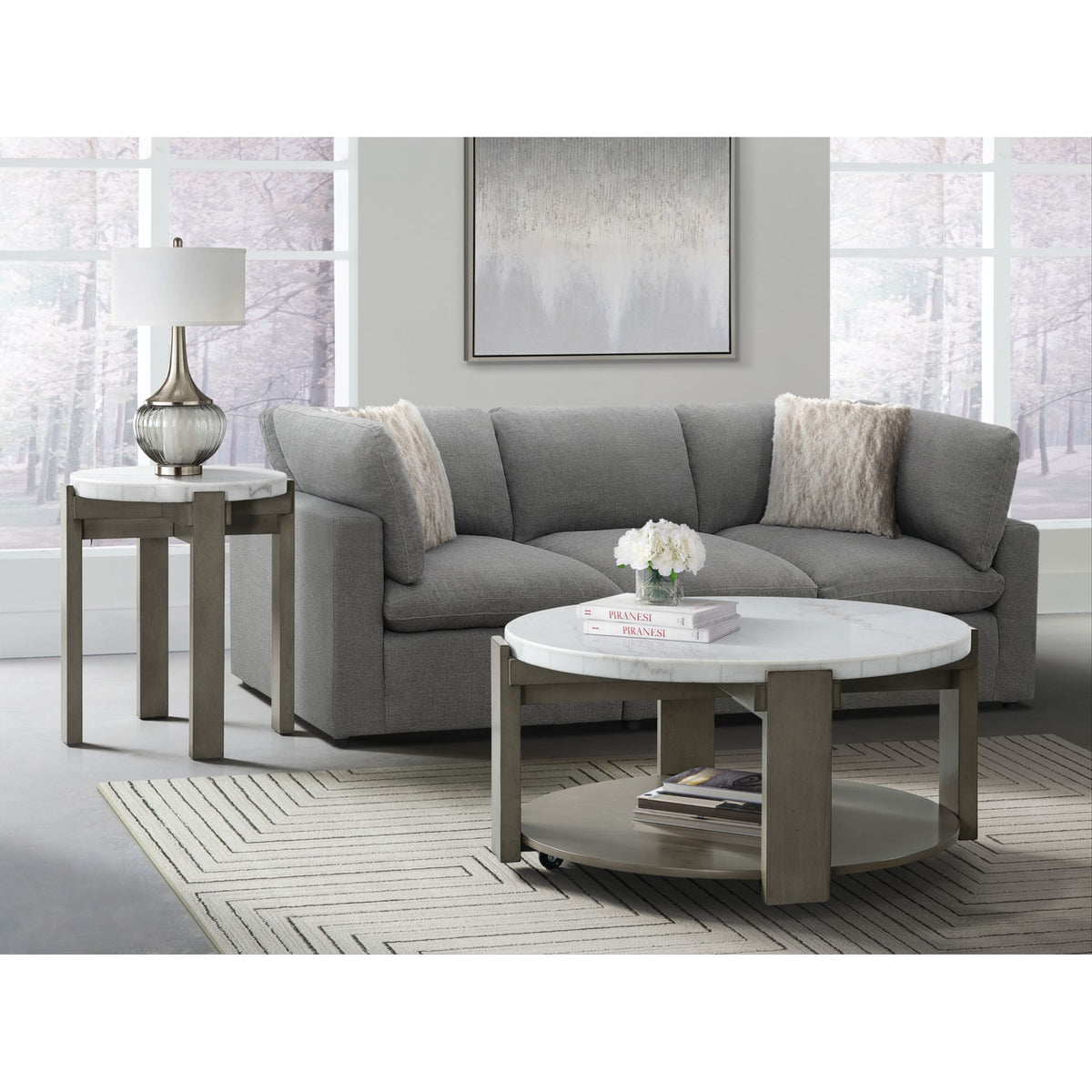 Rosamel Ash Brown/White/Grey 2-Piece Occasional Table Set - Ornate Home
