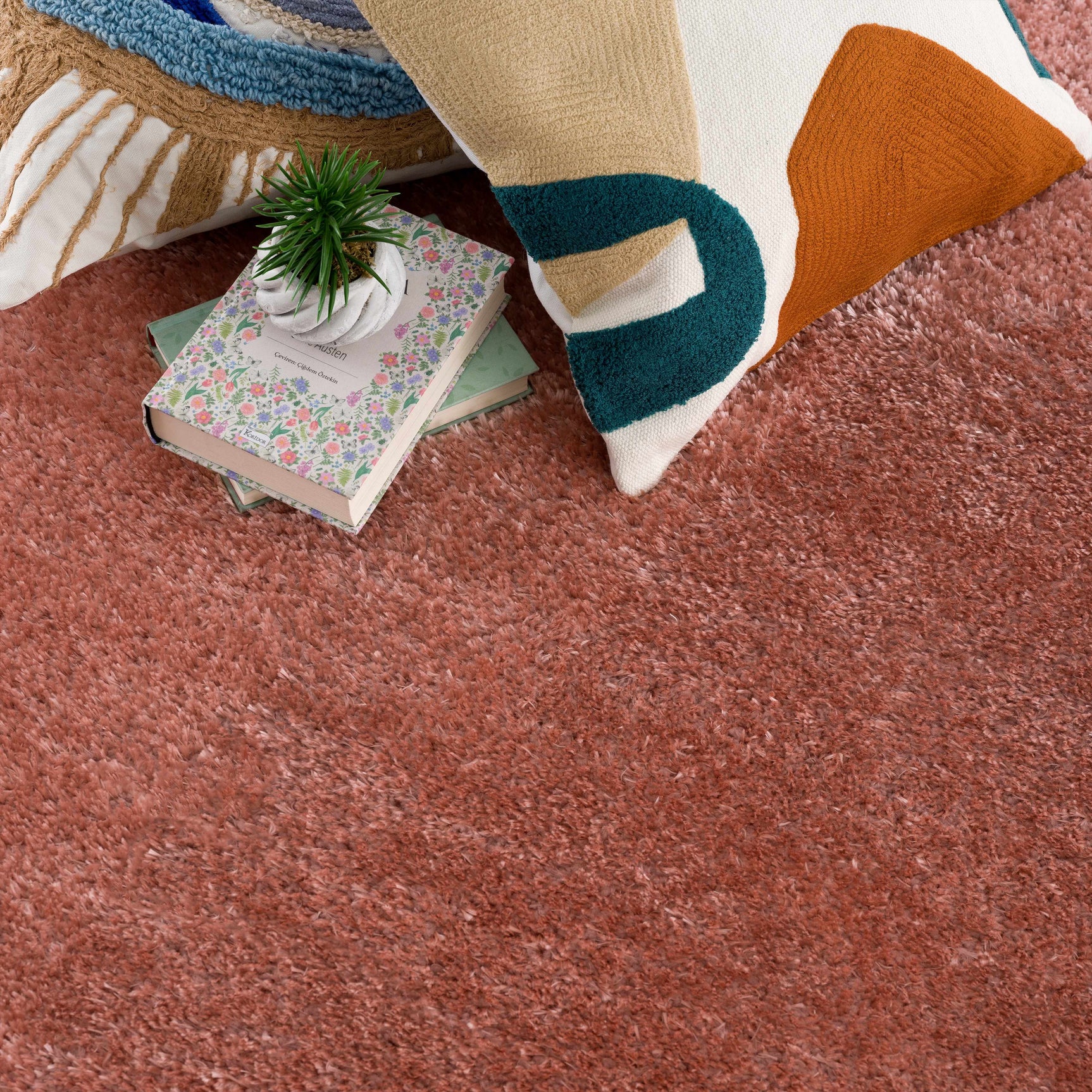 Rosava Dusty Pink Subtle Wavy Abstract Modern Minimalist Polyester Machine Woven Area Rug - Clearance - Ornate Home
