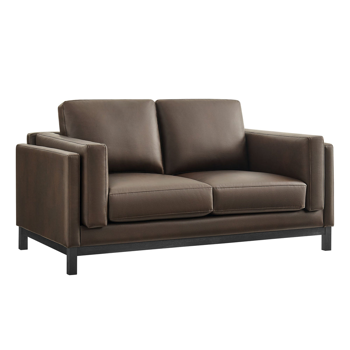 Roscoe Espresso 63 inch Vegan Leather Loveseat - Ornate Home