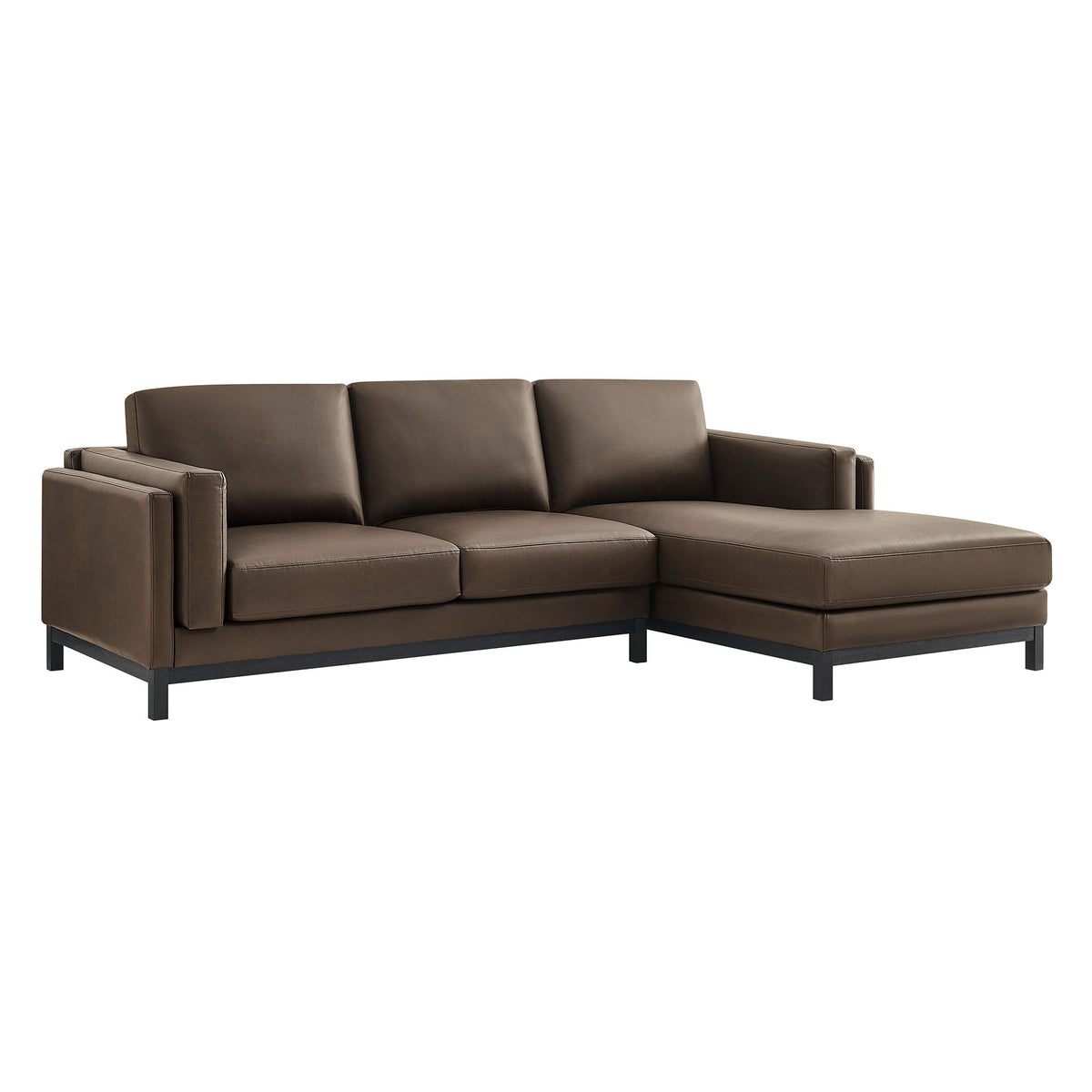Roscoe Espresso Right-Facing Vegan Leather Sectional Sofa with Chaise - Ornate Home