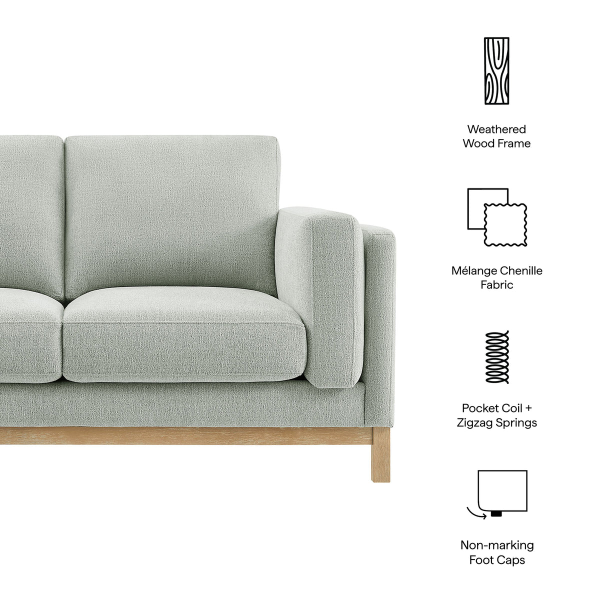 Roscoe Mist 63 inch Fabric Loveseat - Ornate Home