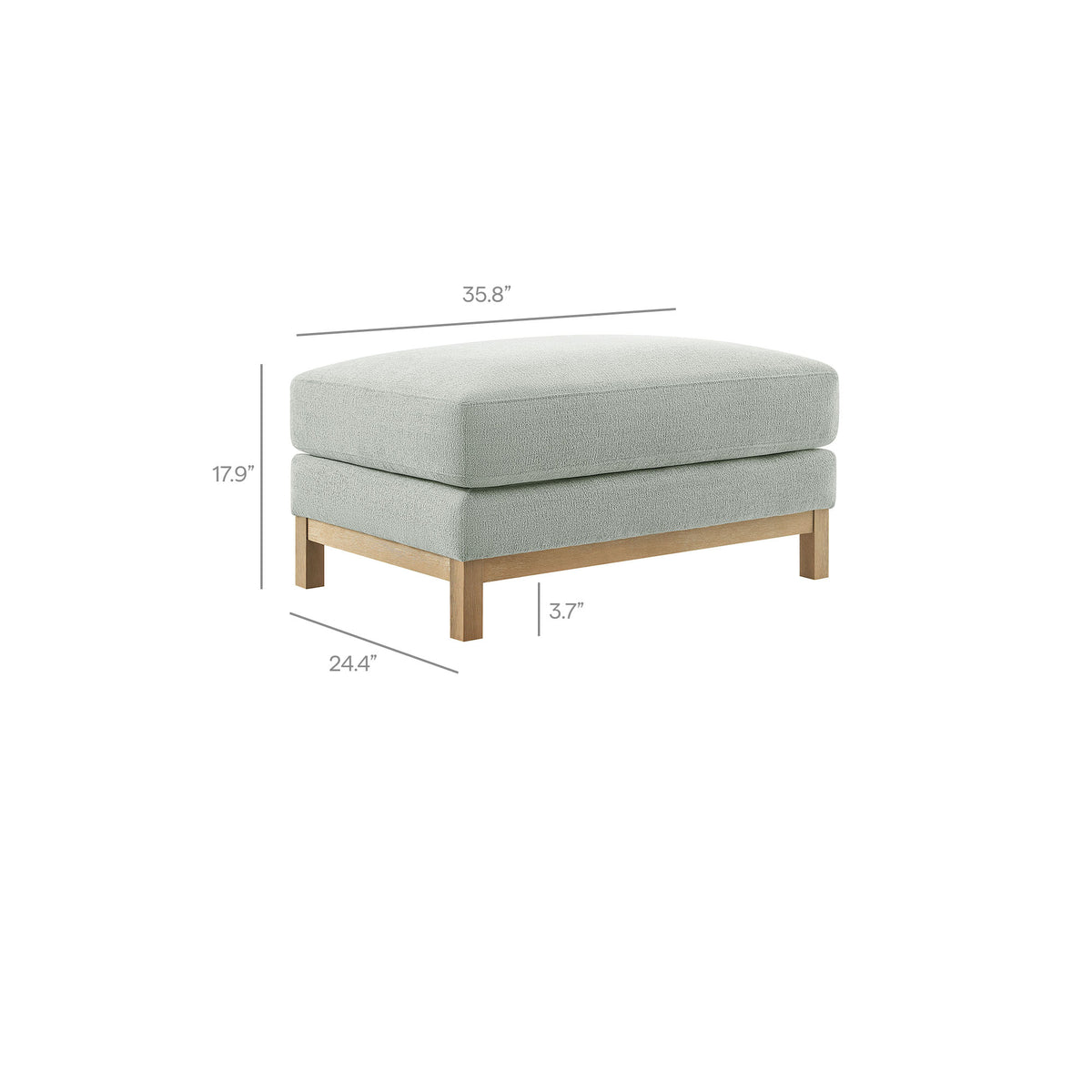 Roscoe Mist Fabric Ottoman - Ornate Home
