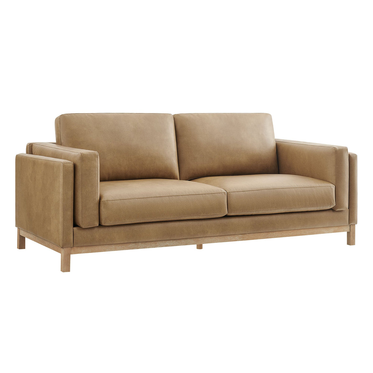 Roscoe Toast 81 inch Vegan Leather Sofa - Ornate Home