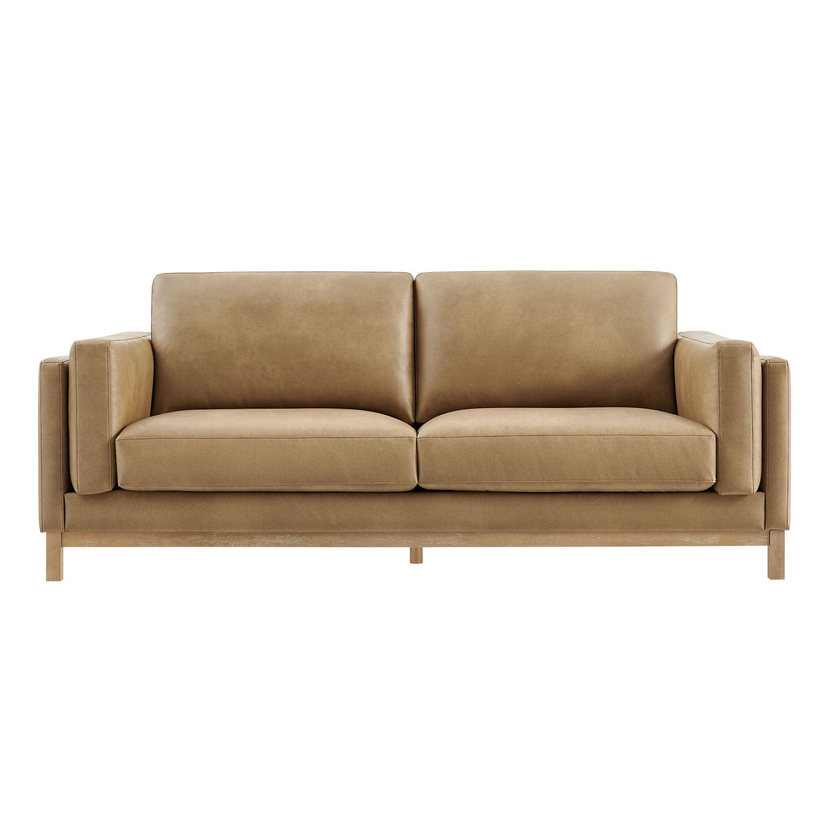 Roscoe Toast 81 inch Vegan Leather Sofa - Ornate Home