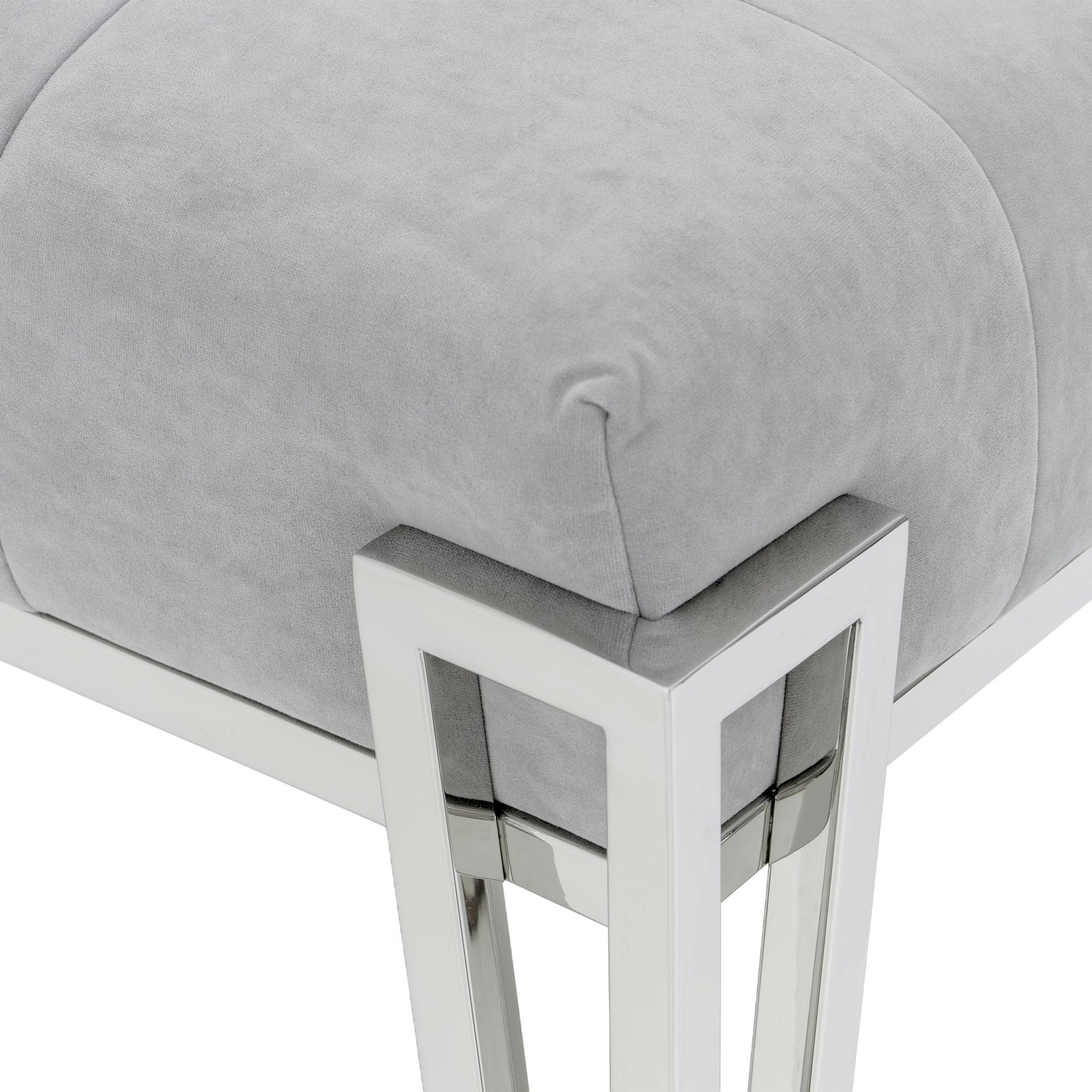 Rose Chrome/Gray Velvet Accent Bench - Ornate Home