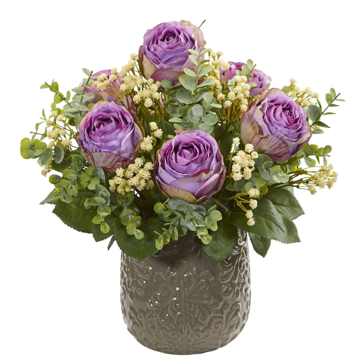 Rose, Eucalyptus, Gypsophillia Artificial Arrangement