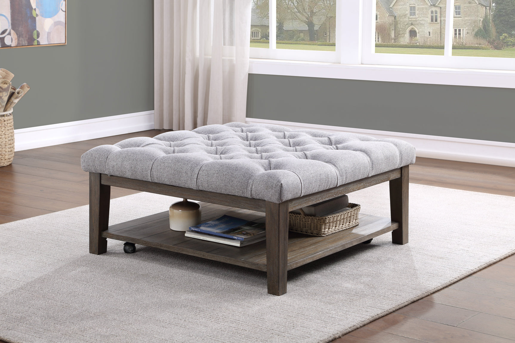 Roseboro Wire Brushed Dark Gray Cocktail Table - Ornate Home
