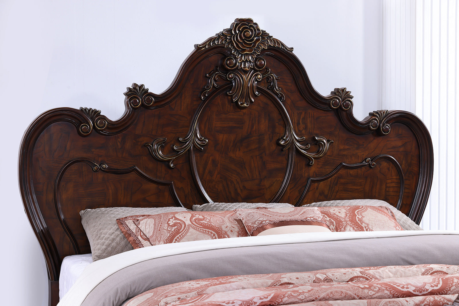Roselli Dark Cherry Queen Bed - Ornate Home
