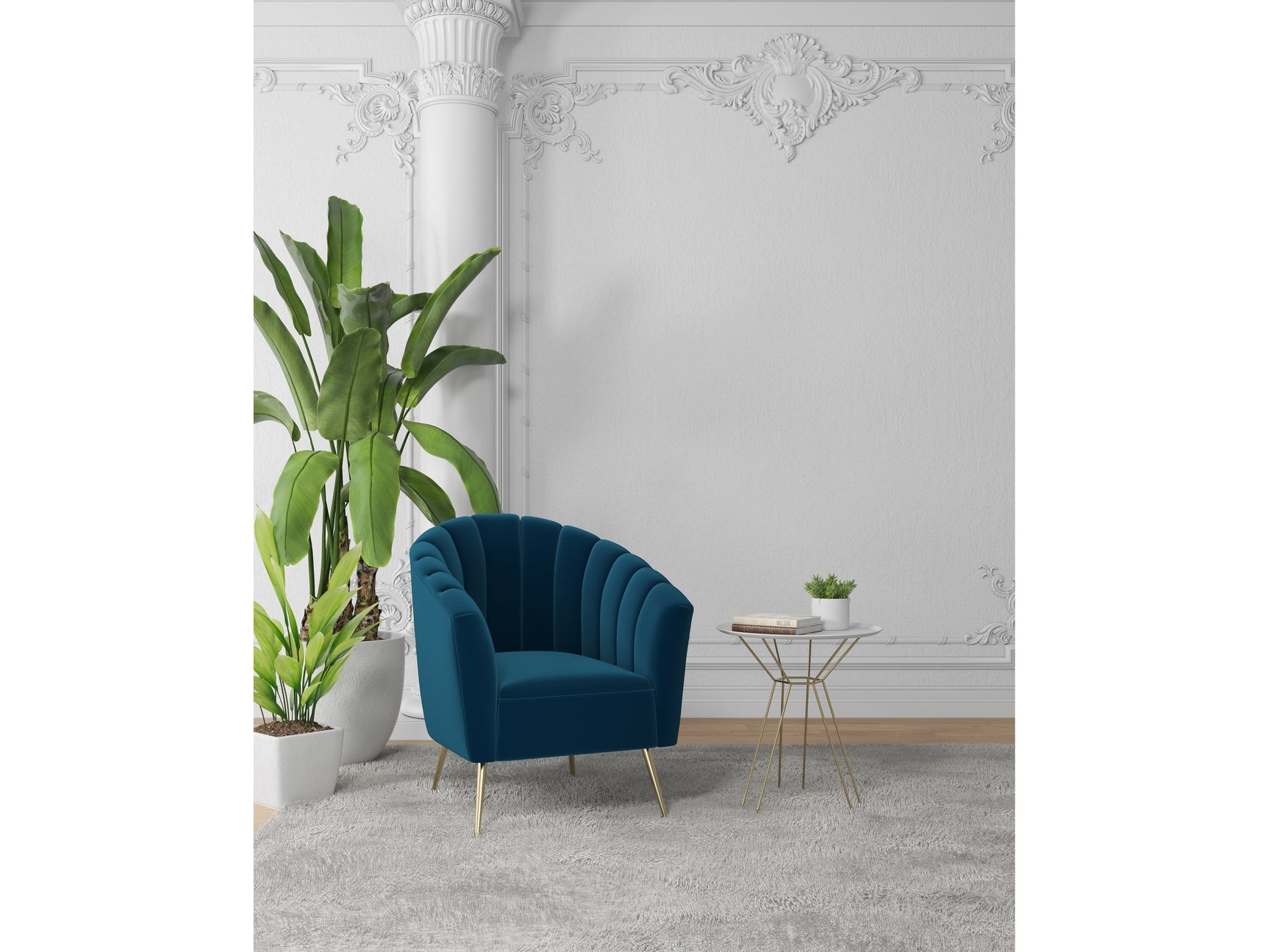 Rosemont Accent Chair in Blue and Gold (set of 2) - Ornate Home