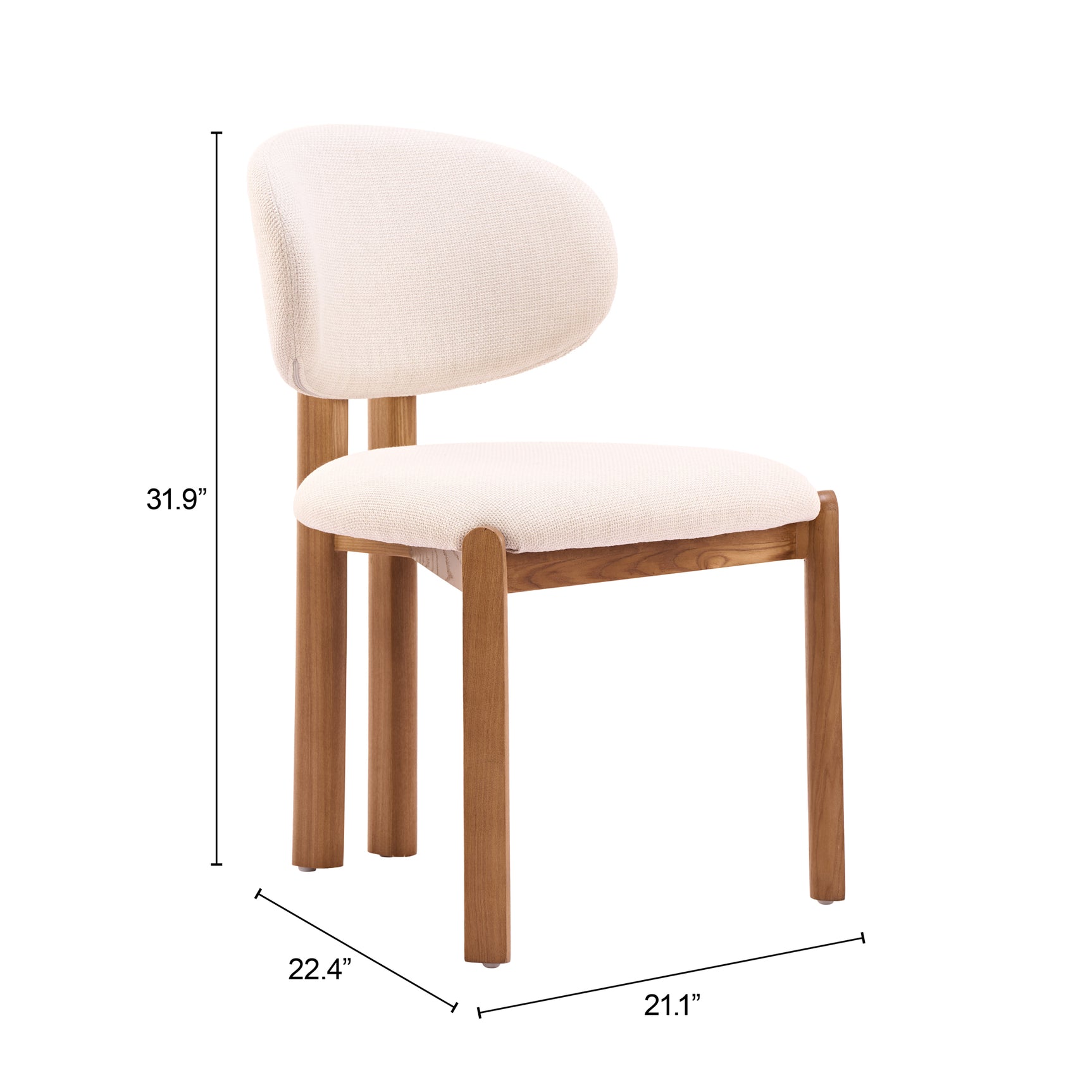 Rosetta Beige & Walnut Dining Chair (Set of 2)