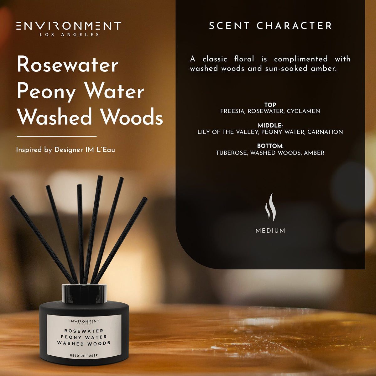 Rosewater | Peony Water | Washed Woods Diffuser (Inspired by Issey Miyake L'Eau d'Issey®) - Ornate Home