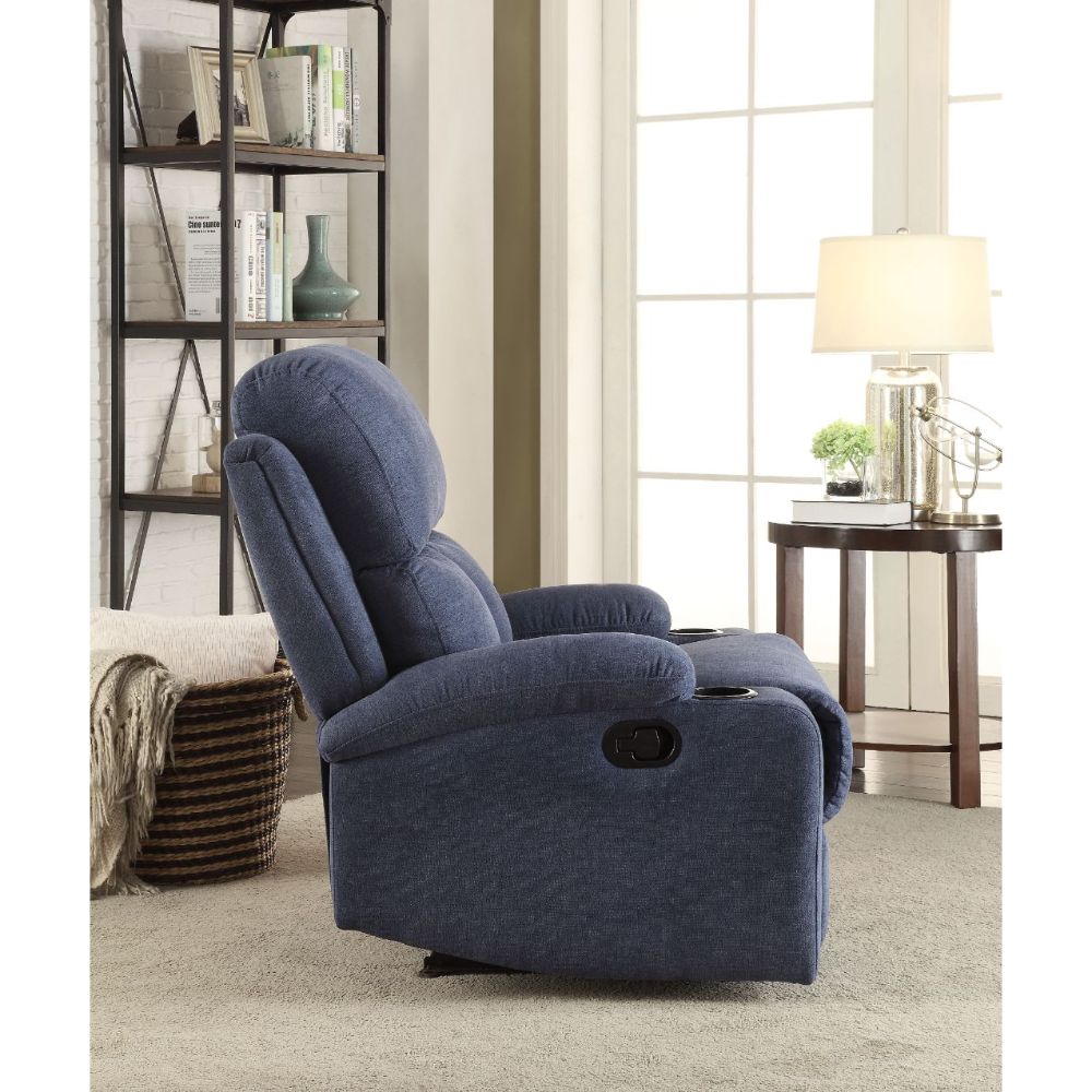 Rosia Blue Velvet Manual Recliner - Ornate Home