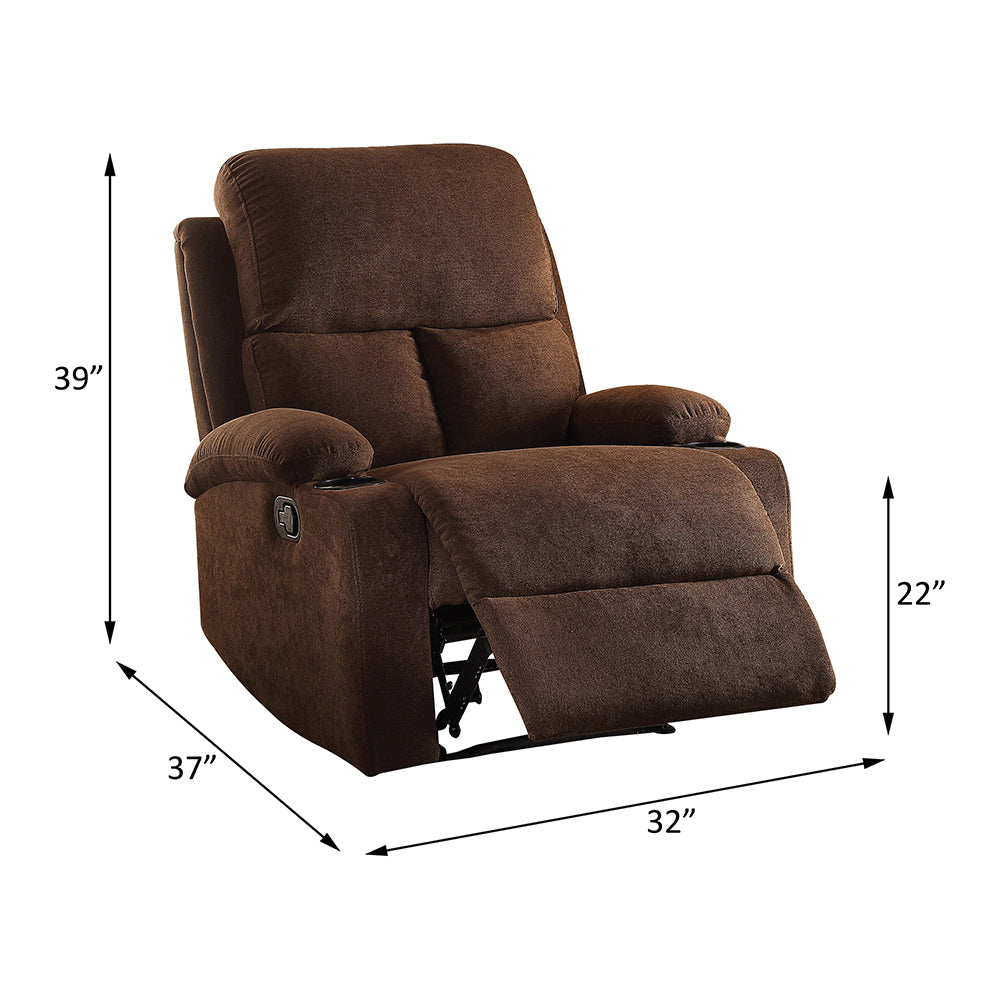 Rosia Chocolate Velvet Recliner (Motion) - Ornate Home