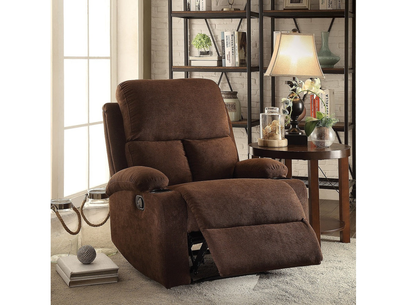 Rosia Chocolate Velvet Recliner (Motion) - Ornate Home