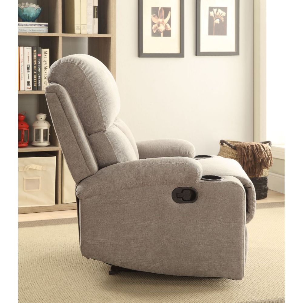 Rosia Gray Velvet Recliner (Motion) - Ornate Home