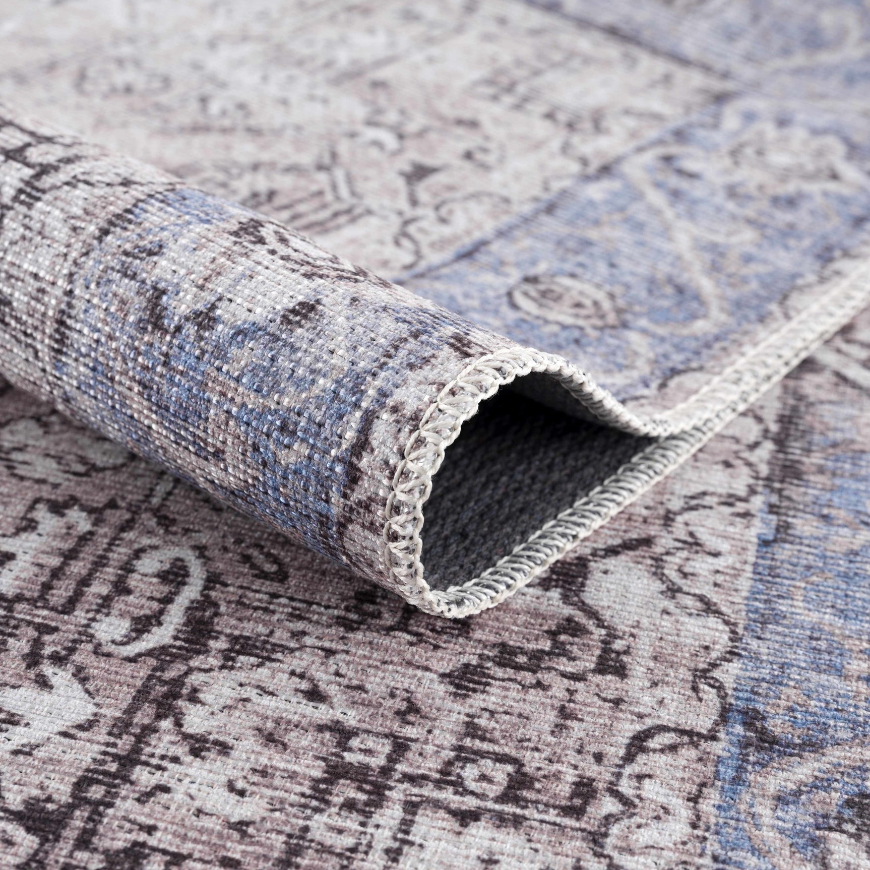 Rosman Blue&Beige - Promo Washable Area Rug - Clearance - Ornate Home