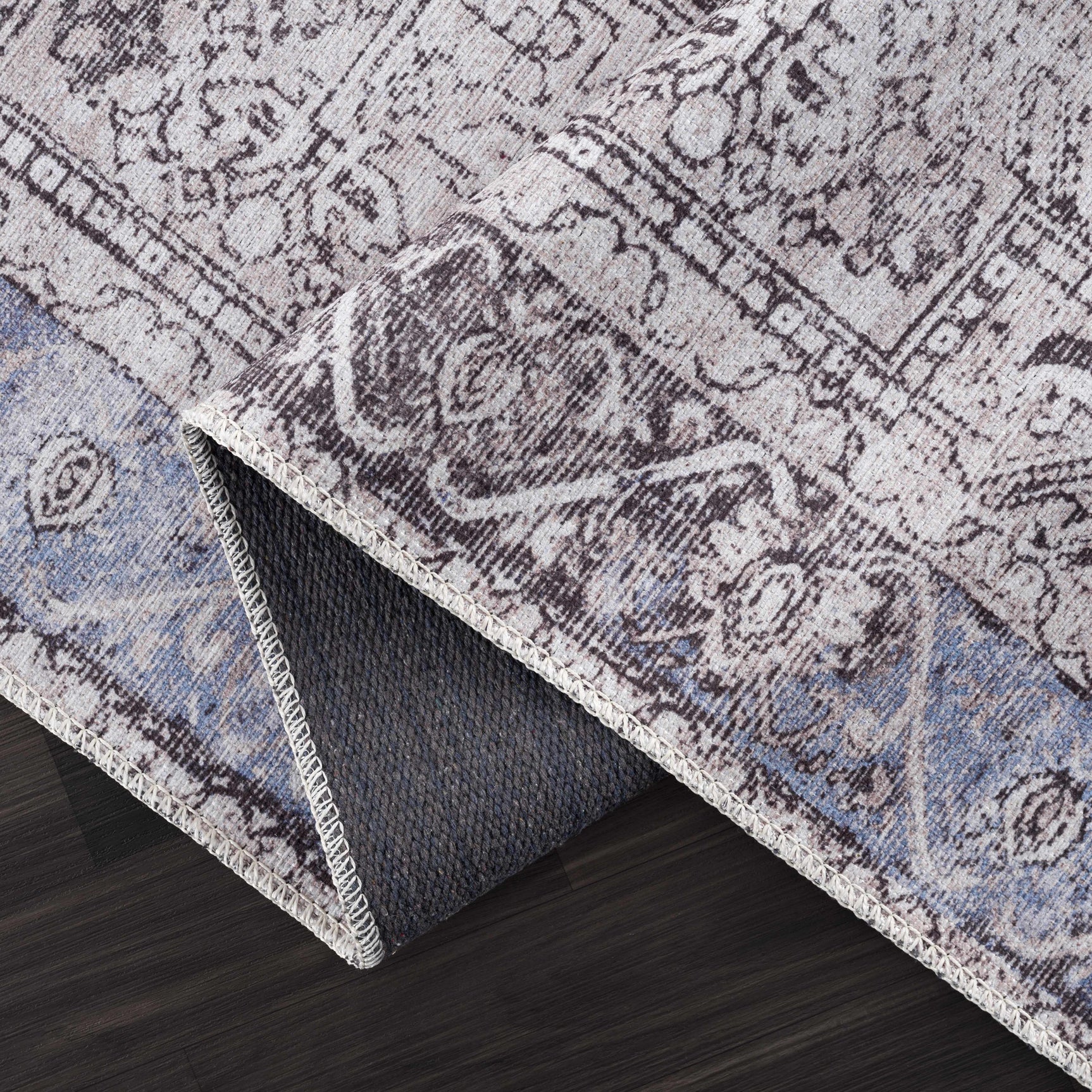 Rosman Blue&Beige - Promo Washable Area Rug - Clearance - Ornate Home