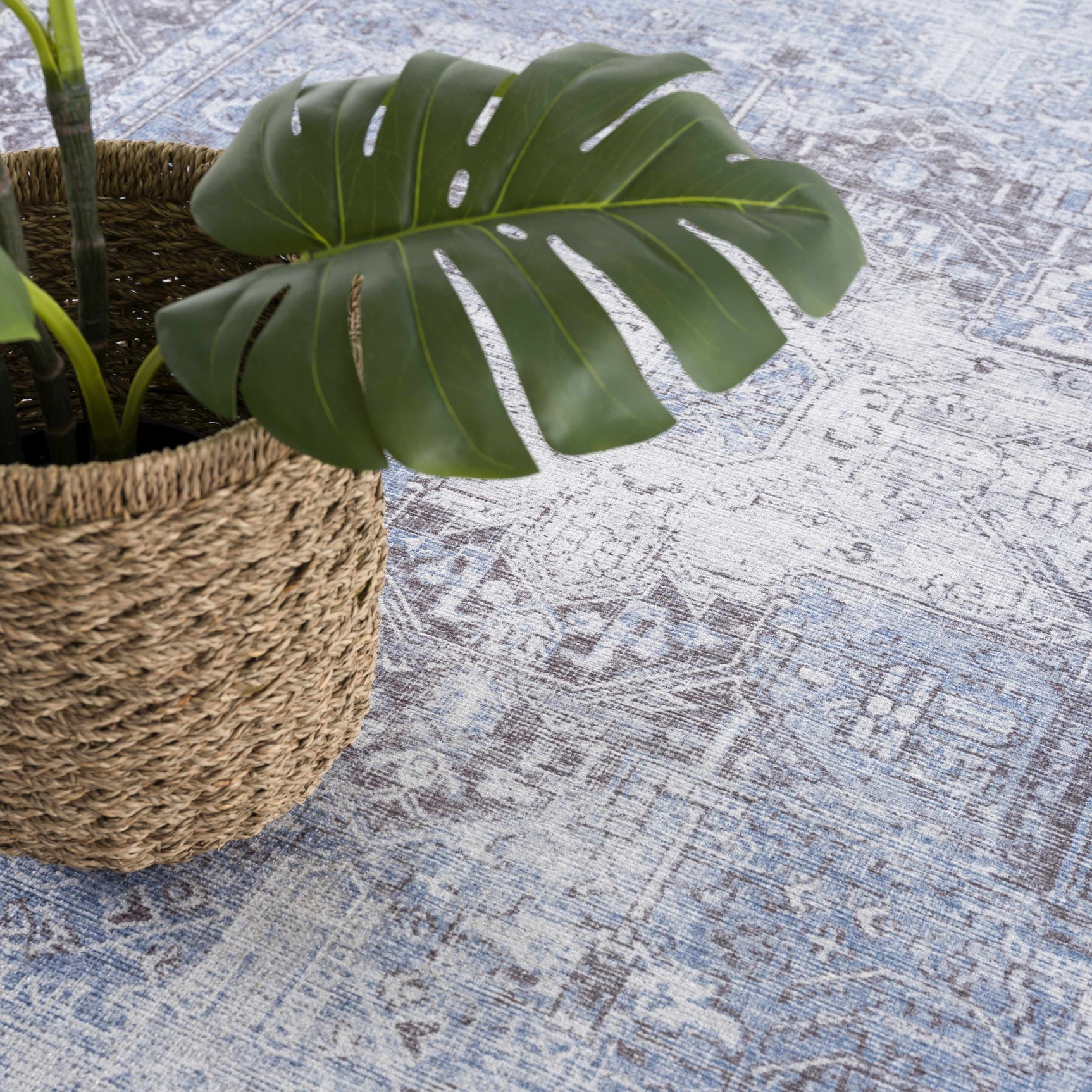 Rosman Blue Washable Area Rug - Clearance - Ornate Home