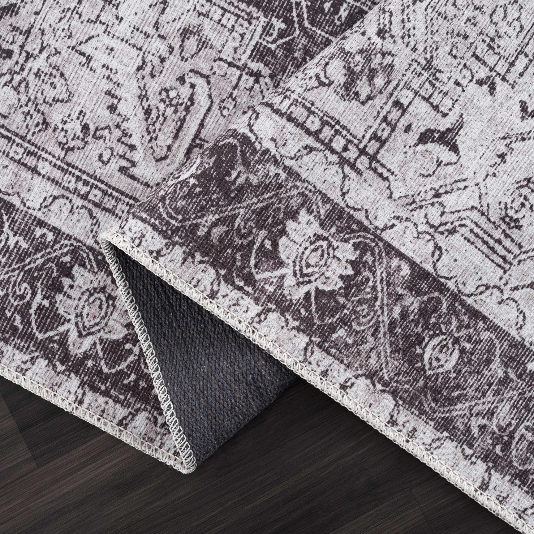 Rosman Gray Washable Rug - Clearance - Ornate Home