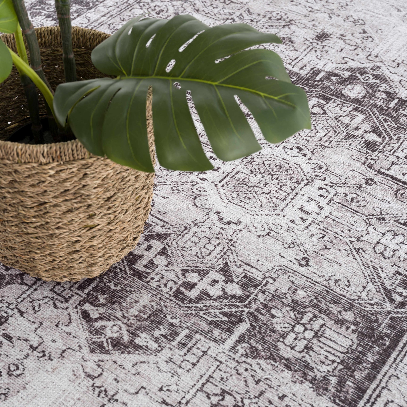 Rosman Gray Washable Rug - Clearance - Ornate Home