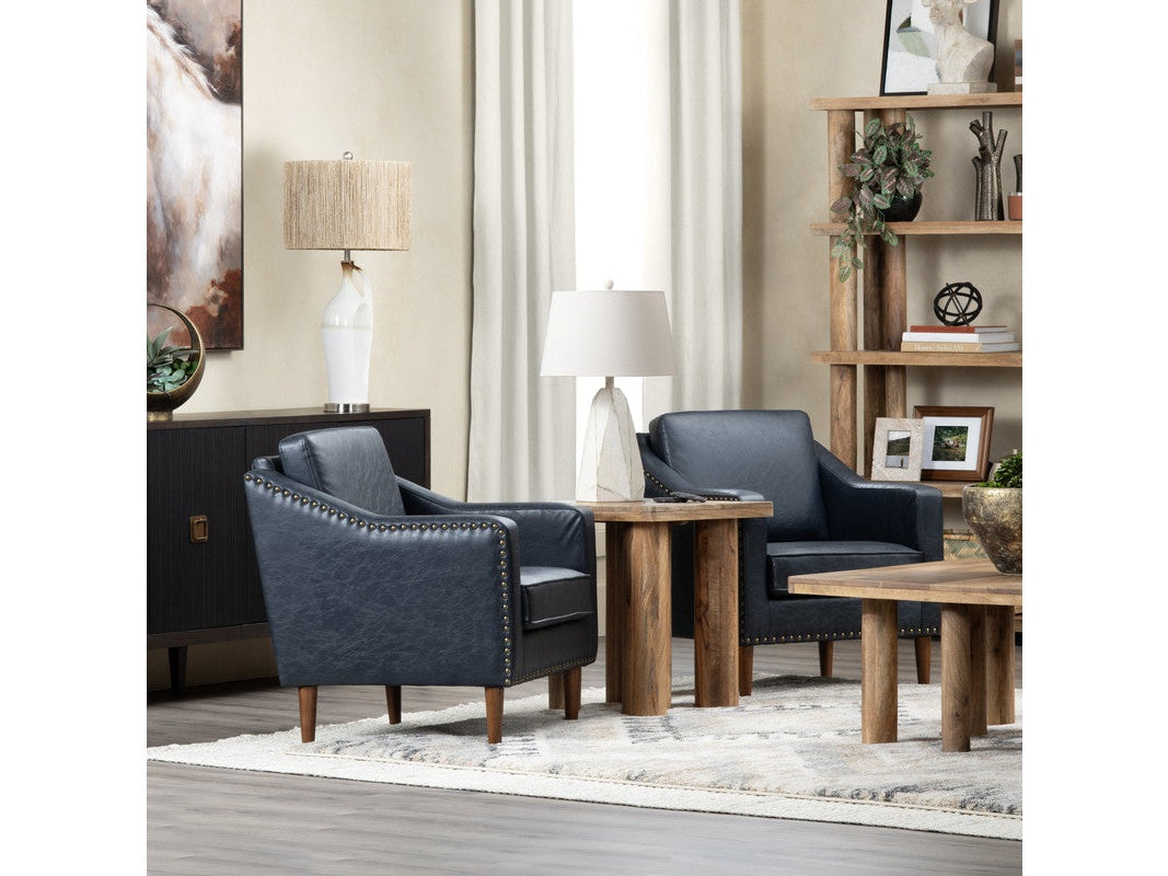 Rothwell Navy/Brown Accent Chair - Ornate Home