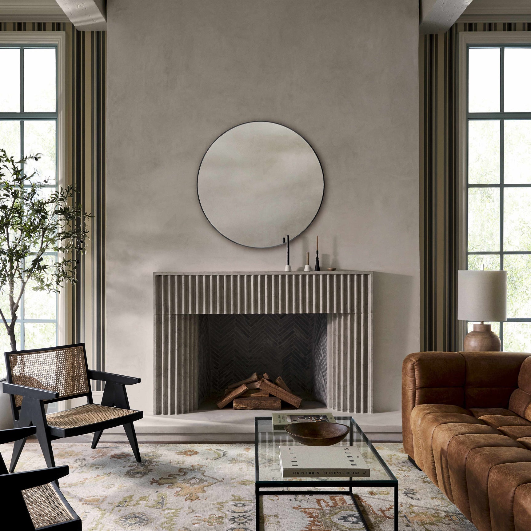 Round Mirror with Black Aluminum Frame - Ornate Home