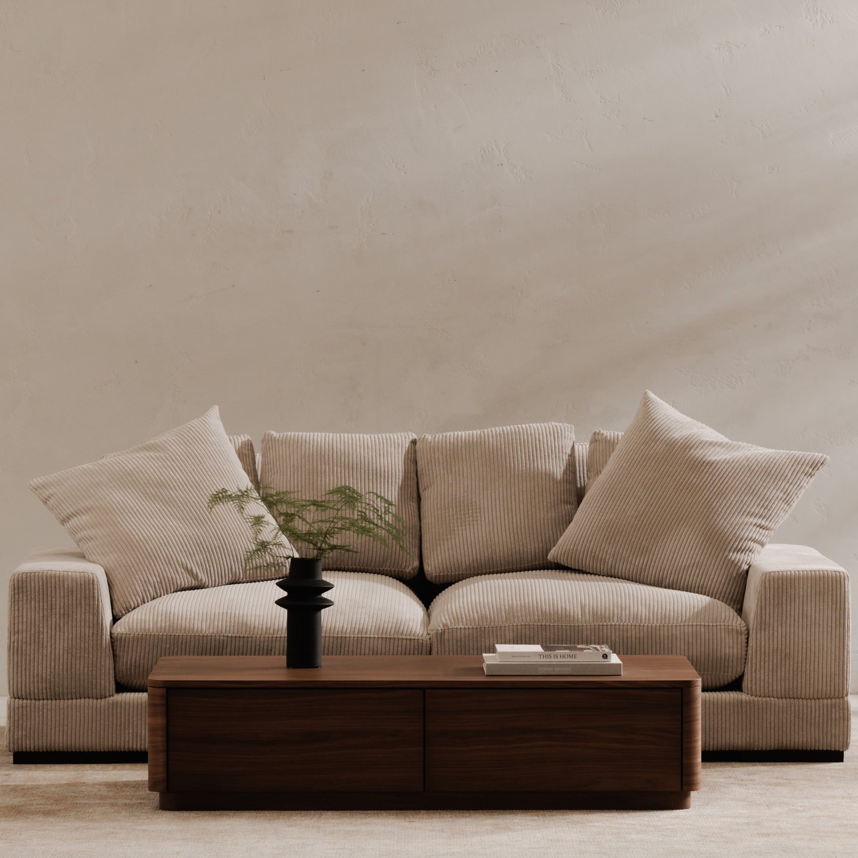 Round Walnut Brown Off Coffee Table - Ornate Home