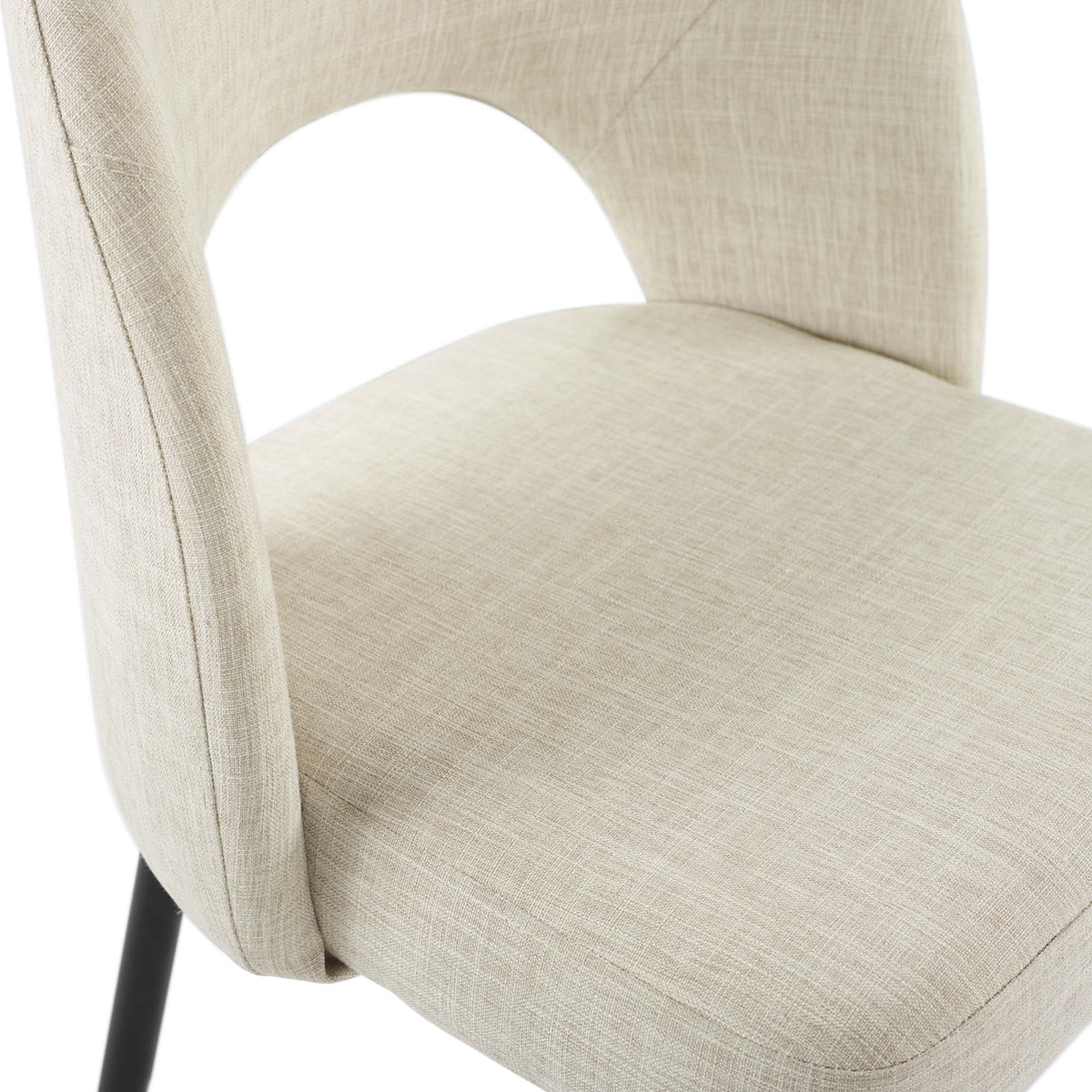 Rouse Black/Beige Upholstered Fabric Dining Side Chair (Set of 2) - Ornate Home
